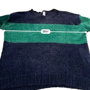 Offline by aerie Navy Blue & Green Long Sleeve Crewneck Chenille‎ Sweater Sz L thumbnail 10