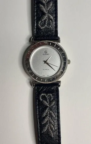 Vintage 80s Giordano watch leather Hong Kong black embroidered works! thumbnail 1