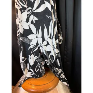 Ecothreads Black White Tropical Floral Maxi Dress Medium DC1389FM EcoVero Rayon thumbnail 4