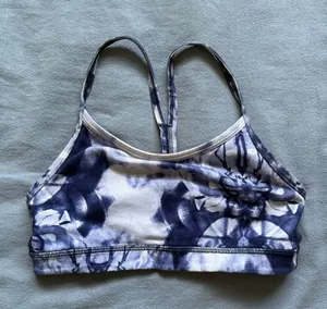 lululemon athletica Navy and White Floral Tie-Dye Sports Bra thumbnail 1