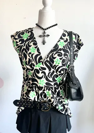 Y2K Babydoll Top, Grunge,‎ 2000s, Trendy, Large, Vintage thumbnail 1