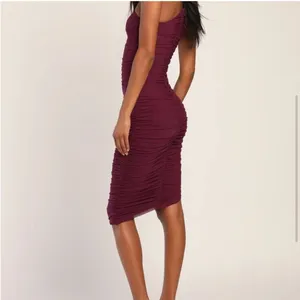 Lulus Already RSVP'd Plum Purple Ruched‎ One-Shoulder Bodycon Dress Sz S NEW thumbnail 2
