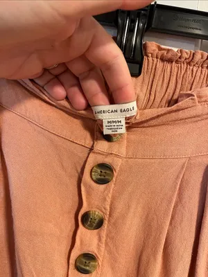 American Eagle Linen Blend Paperbag Pants in Pink Size Medium thumbnail 3