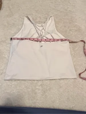 Fabletics medium White High-Neck Strappy Criss-Cross Active Tank thumbnail 3