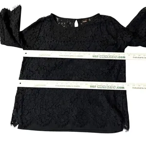 Rafaella Blouse Womens L Used Black Floral Lace Attached Cami thumbnail 7