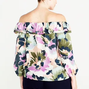 NWT J.Crew Printed Ruffle Convertible Blouse SZ-M thumbnail 4