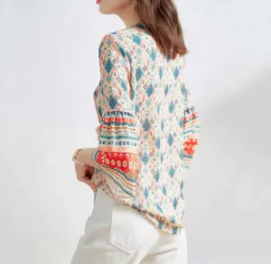 Woman Summer Vintage Style Chiffon Blouses Tops thumbnail 2