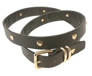Juicy Couture Small/Medium Gold Heart‎ Studded Black Skinny Belt thumbnail 1