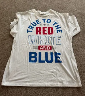 tru red white and black t shirt thumbnail 1