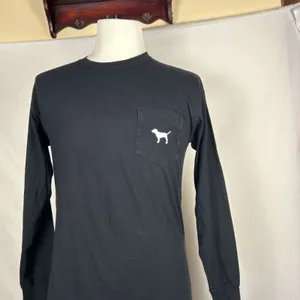 Victoria's Secret T-Shirt Women’s Small Long Sleeve Dog Graphic Pocket thumbnail 4