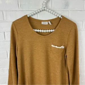 LOGO Lori Goldstein Waffle Knit Crotchet Trim Top Size XS thumbnail 3