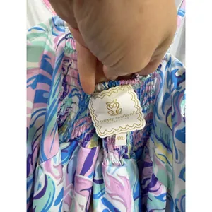 Simply Southern Tiered Mini Dress XXL Blue Purple Swirl Ric Rac Trim Sleeveless thumbnail 5