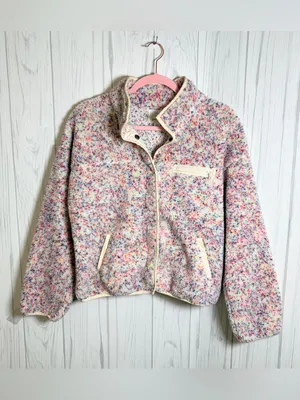 OFFLINE by Aerie Multicolor Speckled Sherpa Snap-Front Fleece Jacket, XS thumbnail 4