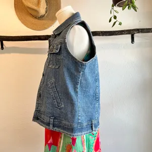 Vintage 90s Relativity Cotton Denim Utility Cargo Vest Size Medium thumbnail 5