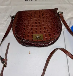 Brahmin Chestnut Croc-Embossed Leather Saddle Crossbody thumbnail 1