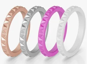 New Womens 4 Pack Thunder Fit Diamond Silicone Bands - Sz 7 thumbnail 1