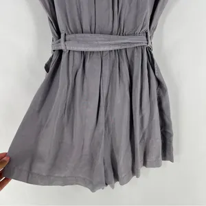 Abercrombie & Fitch Size‎ XS Zip Front Tie Waist Romper Gray Soft Flowy Lyocell thumbnail 8
