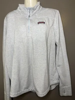 Vineyard Vines Shep Shirt Sweatshirt Womens XL Gray 1/4 Zip Fleece Pullover thumbnail 2