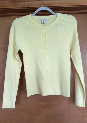 Sincerely Jules yellow button up sweater thumbnail 1