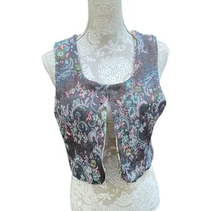 Source Unknown Ren Faire Reversible Tapestry Corset Vest Goblincore Cottagecore VTG Lace Up M thumbnail 13