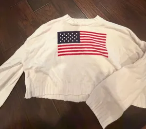 Cropped American flag sweater White thumbnail 1