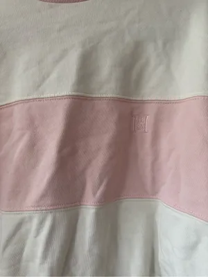 Helsa white and Pink Colorblock Mock Neck rugby Sweatshirt thumbnail 2