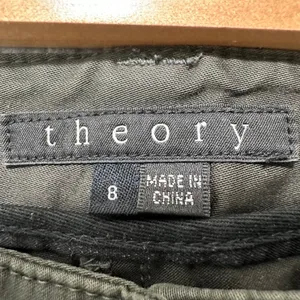 Theory Womens Olive Green Pants 8 Minimalist Utility Career Workplace thumbnail 4