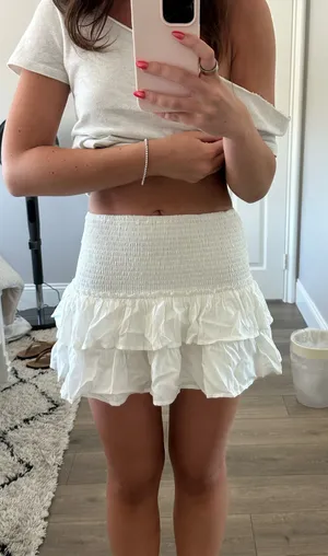 white mini skirt thumbnail 1