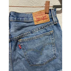 Levi's Cut off Distressed Blue Jean Shorts high waisted Sz 30 Boho Festival thumbnail 5