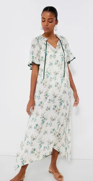 Tuckernuck | Tnuck‎ Beach | Coverup Delphinium Bloom Maxi Cassis Caftan | Sz S thumbnail 1