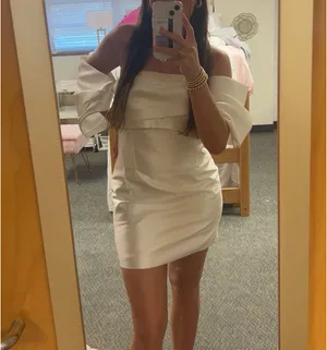 Triple Threads Elina Puff Sleeve White Mini Dress thumbnail 2