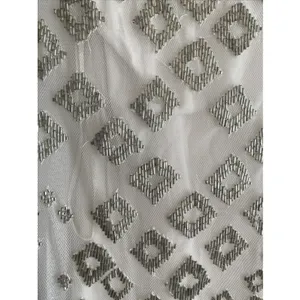 Teen Angel Bugle Beaded Tank Womens Size XS White Silver Mesh‎ Y2K Glam Sparkle thumbnail 3