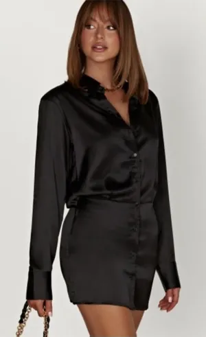 Meshki Brielle Satin Shirt Dress size xs thumbnail 1
