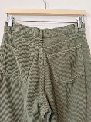 Reformation Cynthia Pants Size 27 Moss Green Corduroy Button Fly Whimsigoth Chic thumbnail 8