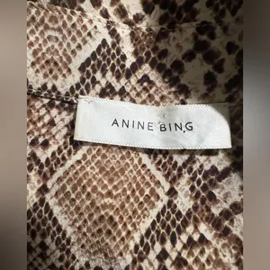 Anine Bing Chelsea Silk Brown Snake Python Dress Long Sleeve Shirt Dress‎ Animal thumbnail 5
