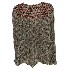 Sundance Paisley Peasant Blouse Smocked Detail & Tassels Womens L boho casual thumbnail 2