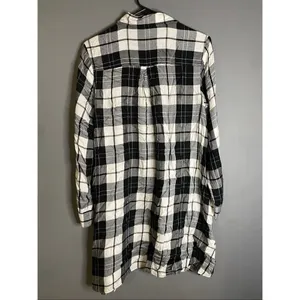 Old Navy Black White Plaid Pocket Button Up Dress Tunic Size Medium thumbnail 6