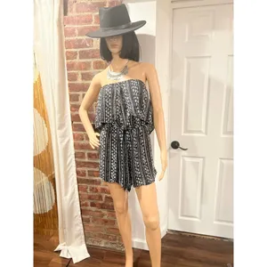 Free People Strapless Printed Ruffle Romper Boho Festival Mini S thumbnail 5
