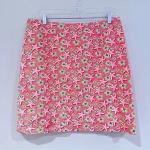 Vineyard Vines Starfish Mini Skirt Women's‎ 12 Pink Green Beach Preppy Academia thumbnail 1
