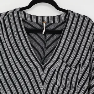 Free People‎ Morning Black White Stripe Small V Neck Dolman Tie Sleeve Top Boho thumbnail 4