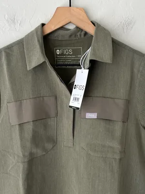 Figs Saiya Cargo scrub top heathered olive green NEW XXS limited edition thumbnail 9