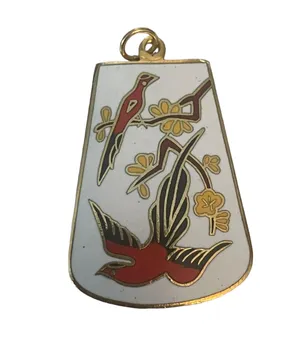 Vintage White Damascene Bird Pendant Multiple thumbnail 2