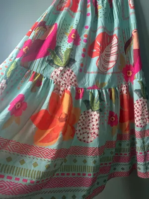 Tropical Hawaiian Maxi Skirt & Matching Bikini Set XS/S Island Resortwear beach thumbnail 4