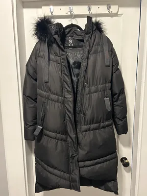 Black Long Hooded Jacket Size M thumbnail 1