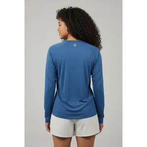 Reel Life Womens UV T-Shirt Size L Navy UPF Sun Protection Thumbholes Fishing thumbnail 9