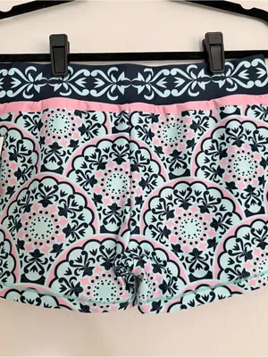 Printed Bike Shorts in Light Blue & Pink thumbnail 4