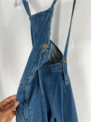 Apiece Apart Carmen Denim Overalls Size 0 Blue Wide Leg Cross Back Jumpsuit thumbnail 4