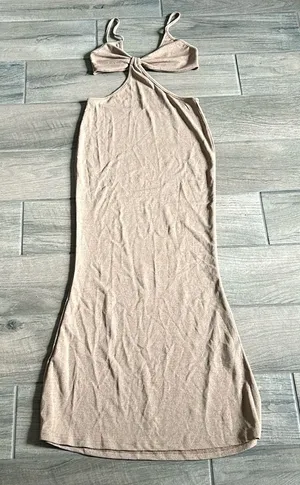 Tan cut out dress thumbnail 1