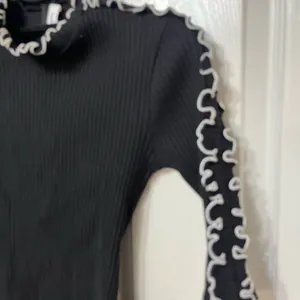 Amanda Uprichard Dress Averill Ribbed Mini in Black & White Ruffle‎ Trim size P thumbnail 9