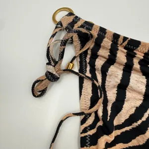 PQ Swim Bikini Bottom SZ Small NWT Cleo Link TieSide Teeny Tiger Print Gold Ring thumbnail 9